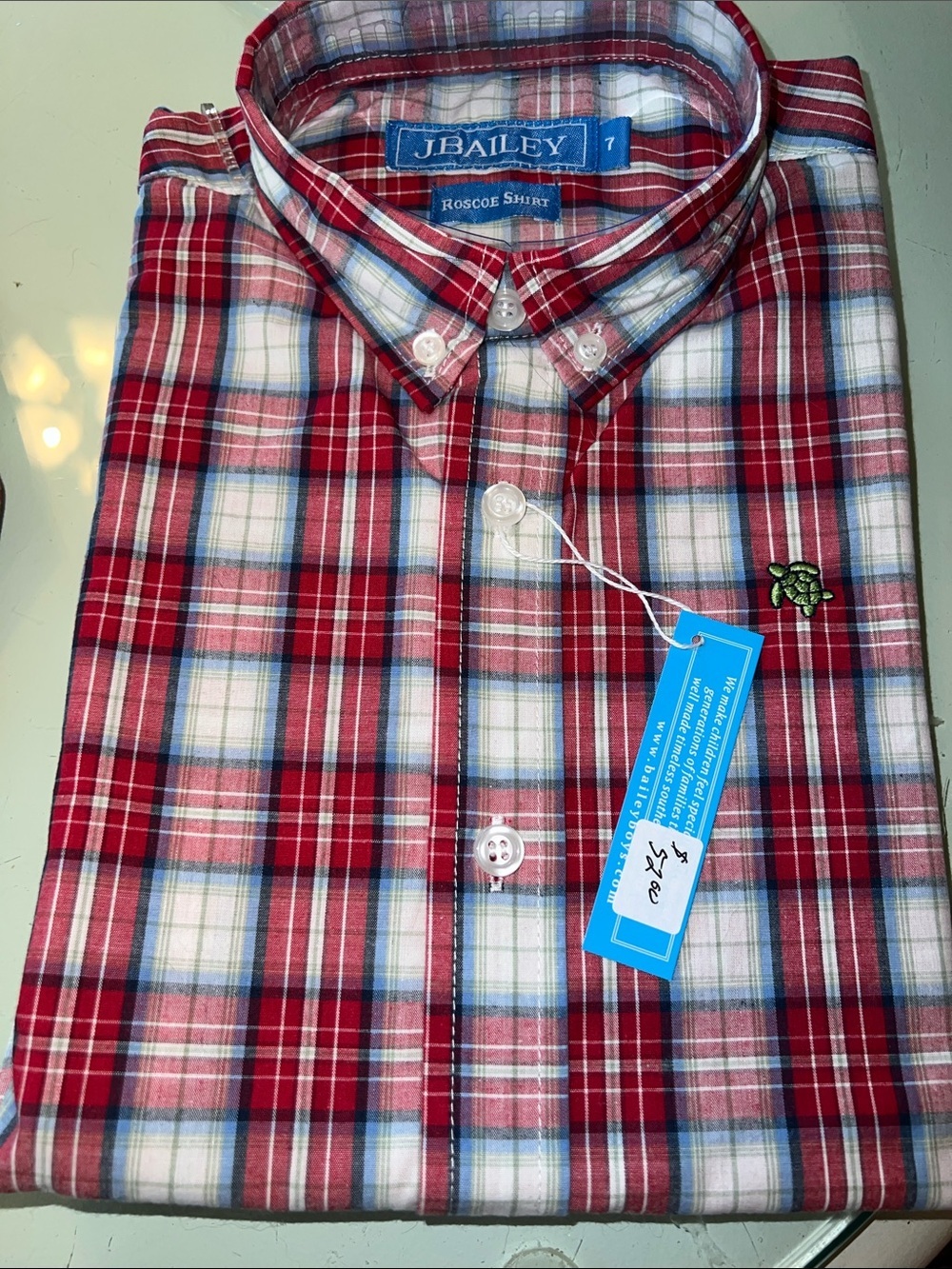 Kids J. Bailey Red Plaid Button-Down Classic Long Sleeve Shirt NWT​